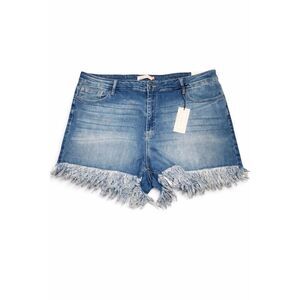 Plus Size 26W Distressed Denim Shorts High Rise Frayed Cutoff Blue NWT